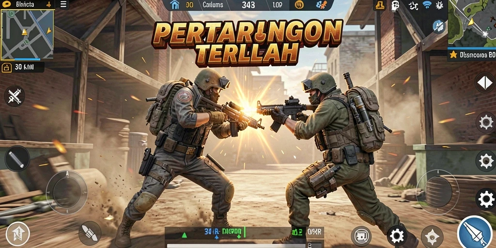 Gameplay mendebarkan dalam 34R yang menampilkan pertempuran intens Battle Royale.
