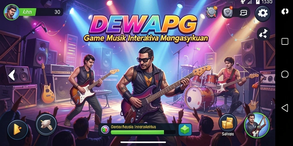 Tampilan gameplay DEWAPG yang menampilkan tantangan musik interaktif.