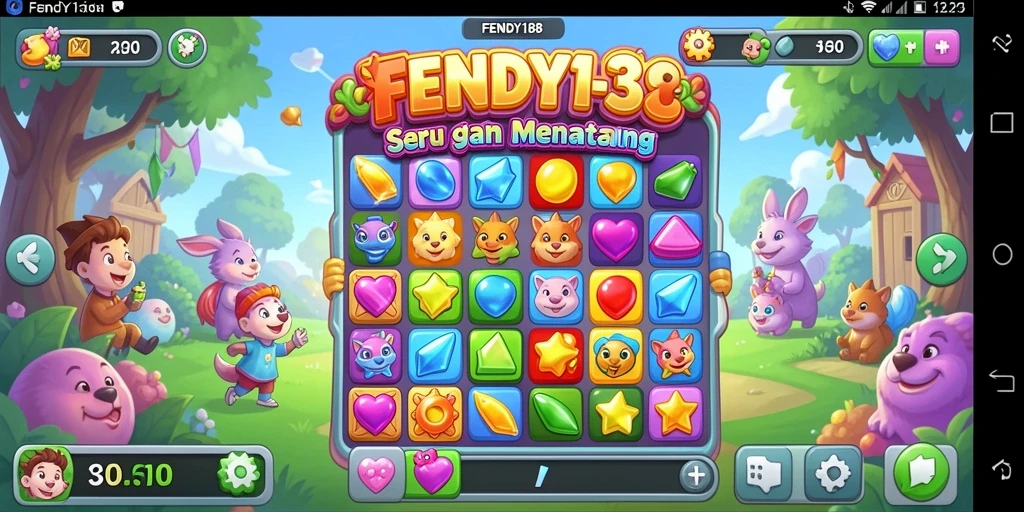 Screenshot FENDY188 menampilkan gameplay seru dengan kombinasi permata.