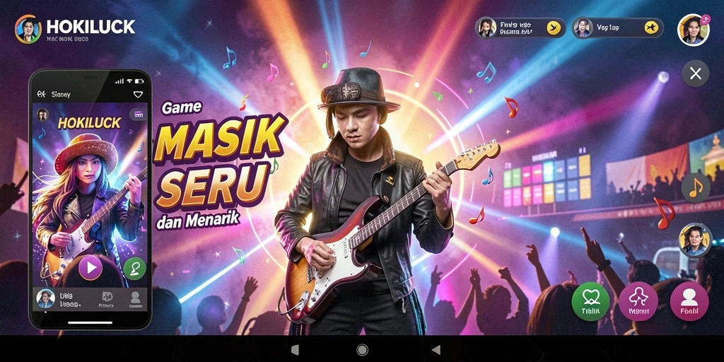 Tampilan gameplay HOKILUCK dengan berbagai lagu menarik.
