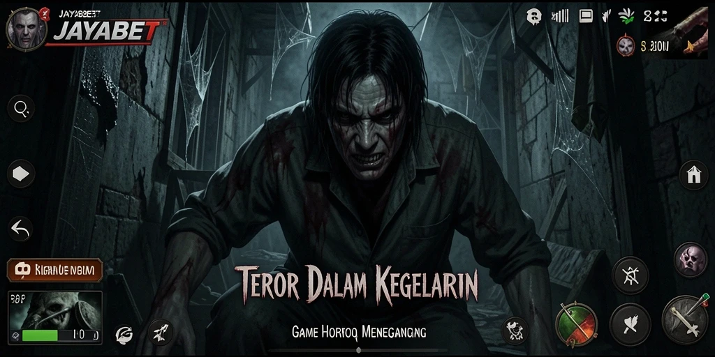 Tampilan gameplay JAYABET dengan atmosfer horror yang mencekam.