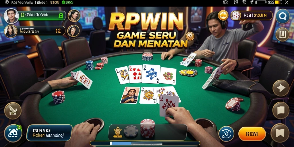 Screenshot RPWIN menunjukkan gameplay Poker yang menarik dan kompetitif.