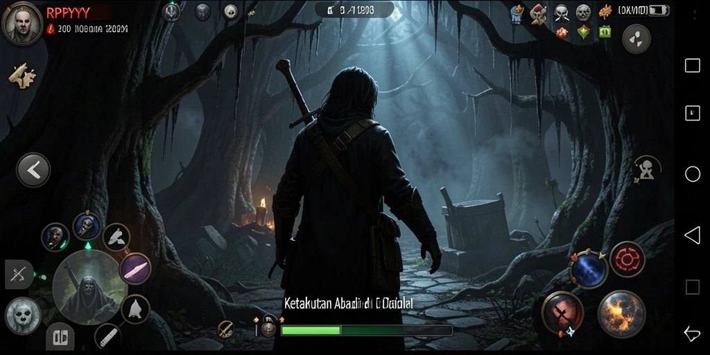 Tampilan gameplay RPYYY yang menegangkan dan menyeramkan.