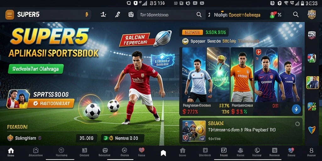 Tampilan gameplay <strong>SUPER5</strong> saat melakukan taruhan olahraga.