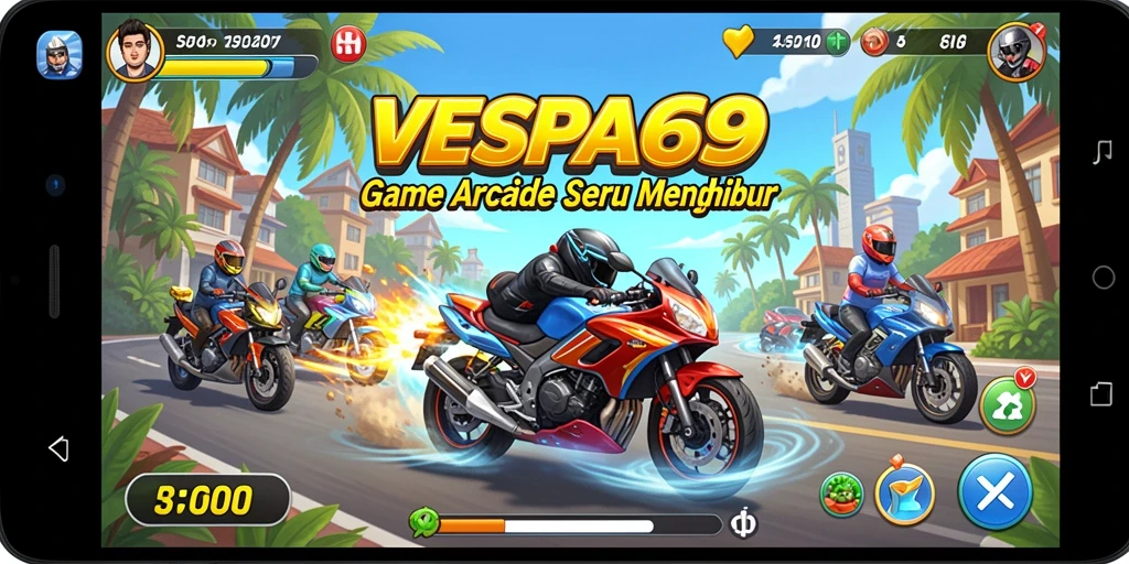 Tampilan gameplay VESPA69 yang penuh aksi dan seru.